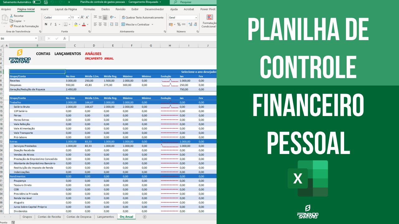 Como Fazer Planilha De Controle Financeiro Pessoal Fernando Santoro 1093